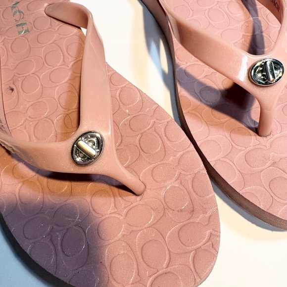 Coach Pink Logo-Embossed Flip Flop Sandals - Picture 10 of 10